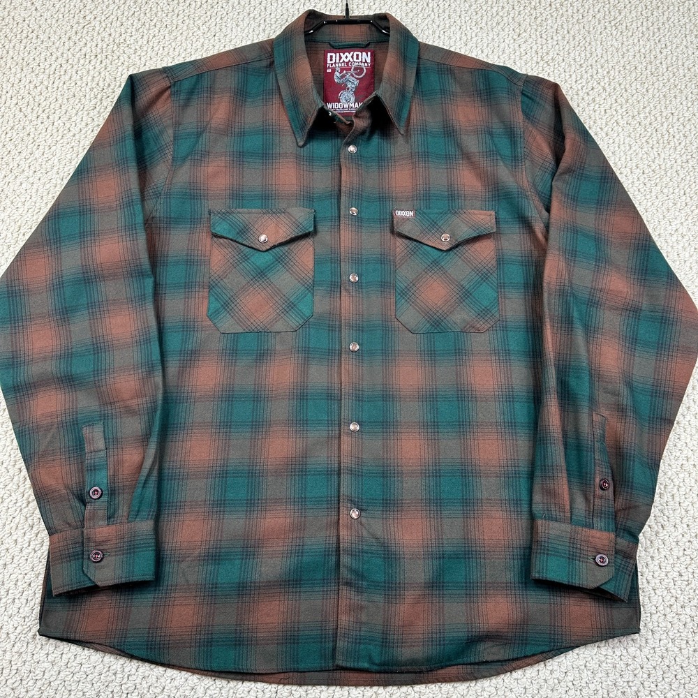 Dixxon Flannel Mens 2XL Brown Green Plaid Widowmaker Long Sleeve Button Up Shirt